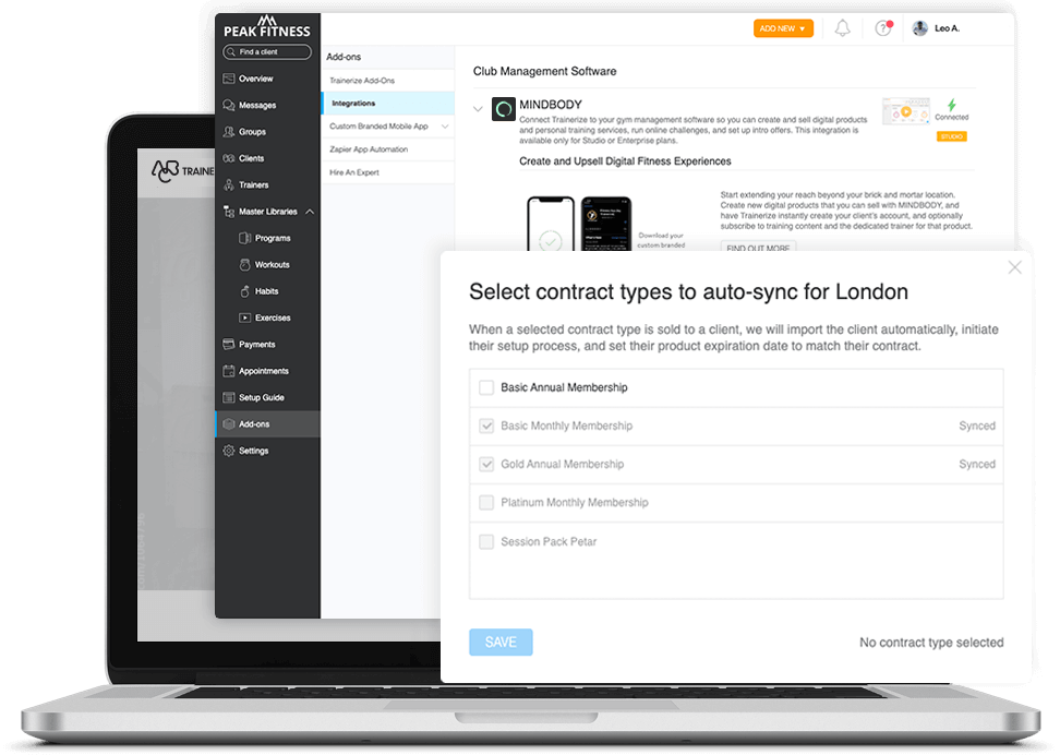 ABC Trainerize and MINDBODY integration